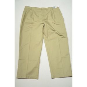 NEW Dennis 44 x 31 Khaki Pleated Front Uniform Chino Pants‎